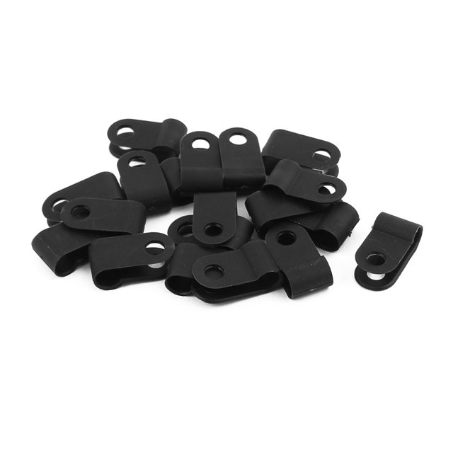 Unique Bargains 30Pcs Nylon R Type 3/16' 5.3mm Cable Cord Wire Clamp Clip Fastener Black