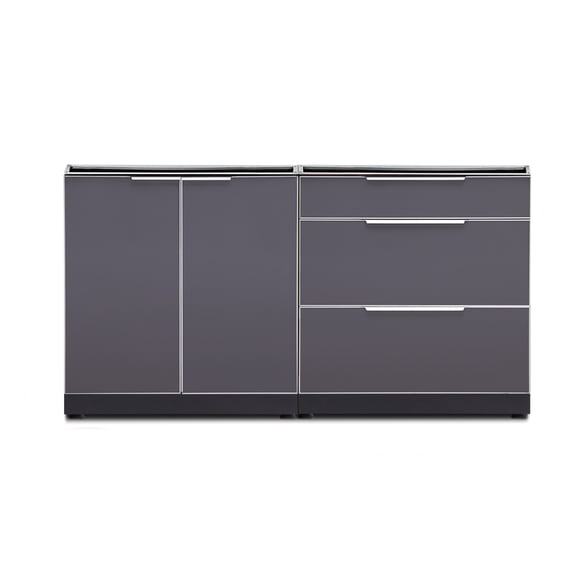 NewAge Products Outdoor Kitchen Aluminum 2 Piece Cabinet Set with 3-Drawer and 2-Door Cabinet