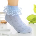 thumbnail image 2 of Penkiiy Toddler Ruffle Socks Girls Frilly Lace Socks Kids Ankle Dress Socks 2 -15 Years Blue, 2 of 5