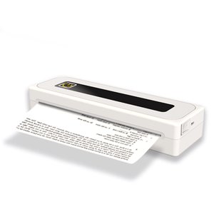 Compact White A4 Thermal Printer with Bluetooth 5.1, 1000mAh Battery, 200DPI Resolution, and 90-Sheet Continuous Printing Capability