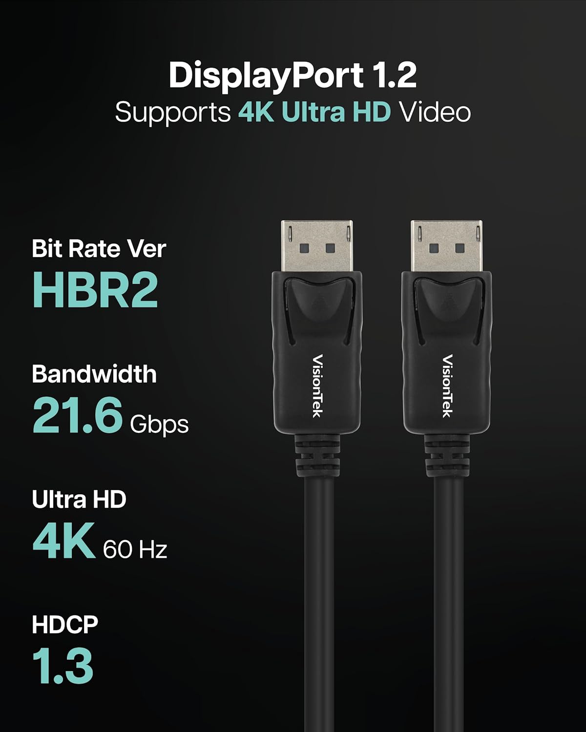 Visiontek DisplayPort to DisplayPort (M/M) 2 Meter Cable