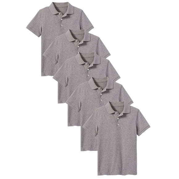 5-Pack School Uniform Tagless Polo Tshirt for Little Boys & Big Boys