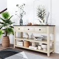 thumbnail image 1 of 50" Solid Wood Console Table Sofa Table with Storage Drawers and Bottom Shelf Entryway Table for Entry Hallway Foyer Sofa Couch Table, Beige, 1 of 8