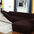 thumbnail image 1 of Elastic Durable L Shape Sofa Cover For 1 2 3 4 Seaters (Brown, 2 Seaters), 1 of 6
