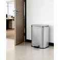 thumbnail image 3 of 20L Stainless Steel Step Trash Can – Rectangular Waste Bin with Soft-Close Lid, Removable Inner Bucket and Fingerprint-Resistant Finish for Kitchen, Bathroom and Office – 32.5 × 27.8 × 48 cm, 3 of 8
