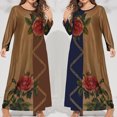 thumbnail image 4 of LSLJS Plus Size Women Décontracté Ample Imprimé Long-sleeve Col Rond Dress, 4 of 5