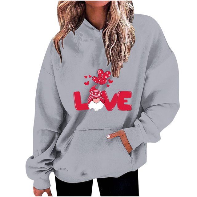 Birdeem Chandails à Capuchon et Chandails pour Femmes, Mode Décontractée, Saint-Valentin, Imprimés, Manches Longues