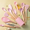 thumbnail image 2 of Renjiang Silicone Kitchen Utensils Set, 14 PCS Large Cooking Utensils Set with Holder, kitchen Spatula Set with Wooden Handles, Turner, Spoon, Whisk, Scissors Kitchen Gadgets, 2 of 6