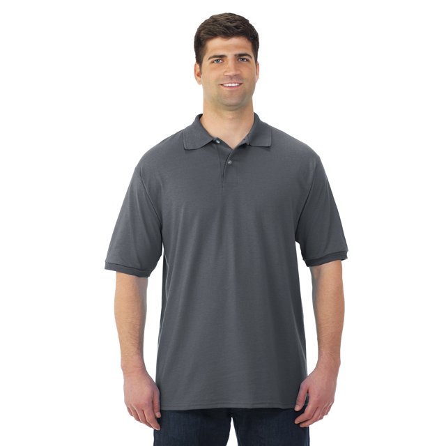 Jerzees Mens SpotShield Short Sleeve Jersey Sport Shirt, M, Charcoal
