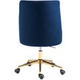 thumbnail image 2 of Meridian Furniture Karina Chaise de Bureau Pivotante Réglable en Velours Bleu Marine et Or, 2 of 12