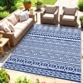 thumbnail image 2 of Outsunny Reversible Outdoor Rug, 6' x 9' Patio Rug, Dark Blue and White, 2 of 10
