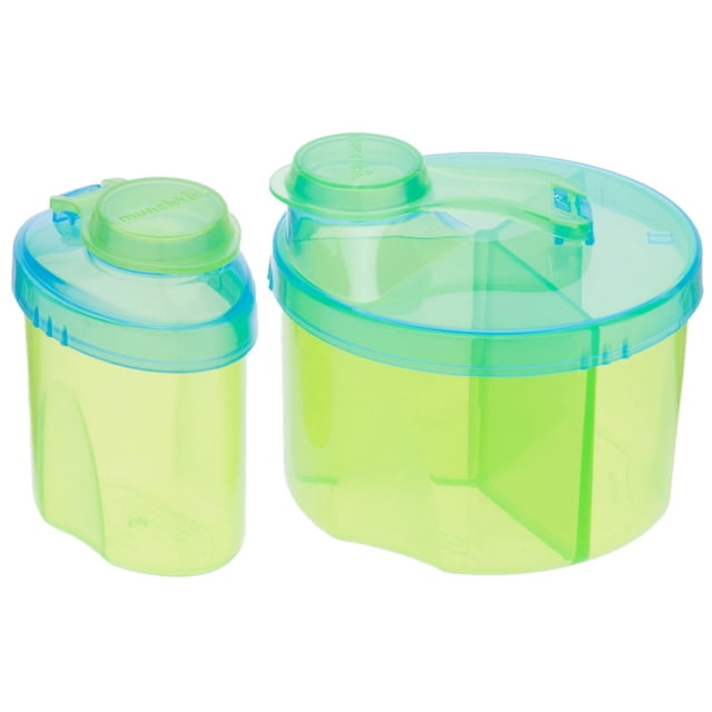Munchkin Distributeur de Préparation pour Poudre, Paquet Combiné avec Deux Contenants en Plastique Vert Translucide Sans BPA : un Distributeur à Trois Compartiments Pouvant Contenir 24 Onces au total et un Distributeur à Portion Individuelle, Tous Deux avec Couvercles à Pression pour un Rangement Sécuritaire et Étanche des Pré-Dosés de Préparation pour Bébé Ou de Céréales.