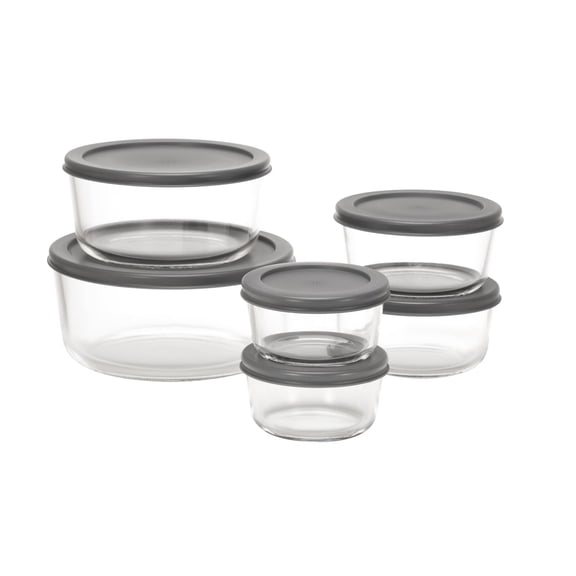 MAINSTAYS ensemble de stockage de nourriture en verre rond avec couvercle PE