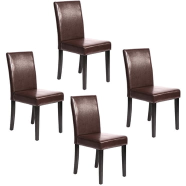 FDW Parsons Dining Rooms Chairs Set of 4 Side Chairs for Home Kitchen Living Room, Fabric, Brown