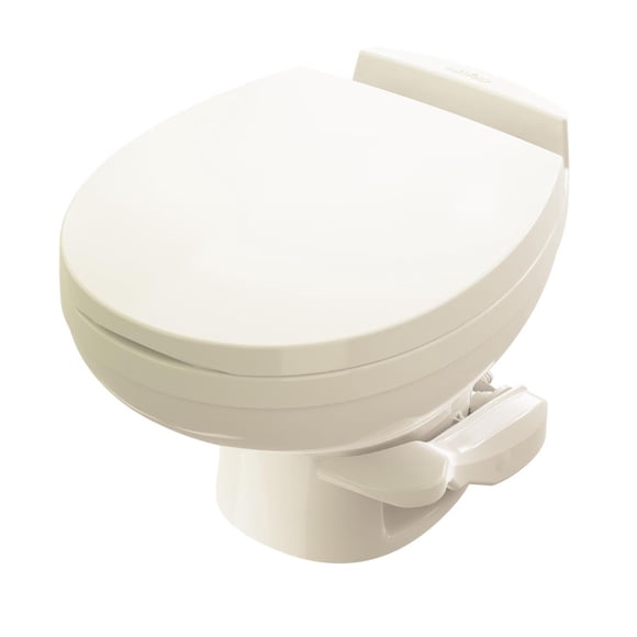 Thetford Toilet 42172 Aqua Magic Residence; Permanent; Profil Bas; Siège Rond avec Hauteur de Siège de 12-1/2 Po; Commande d'Affleurage à Pédale; Affleurage Complet de la Cuvette; Os; Sans Pulvérisateur à Main Économiseur d'Eau