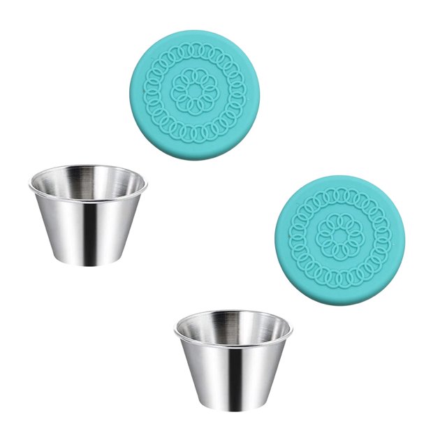 Oleegame 2PC Produce Storage Dressing Containers Small Condiment Containers With Lids Stainless Steel Condiment Cup Dipping Cups Container For Lunch Bento Box Green