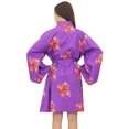 thumbnail image 2 of Bimba Cotton Poplin Floral Print Bridesmaid Sleepwear Kimono Robe With Belt - 4, 2 of 5