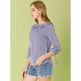 thumbnail image 4 of INSPIRE CHIC Women's Ruffled Neck Half Sleeve Sheer Summer Polka Dots Blouse Tops, 4 of 6