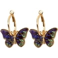 thumbnail image 1 of Boucles d'Oreilles Pendantes Papillon Vintage Huggie Créoles Percées, 1 of 4