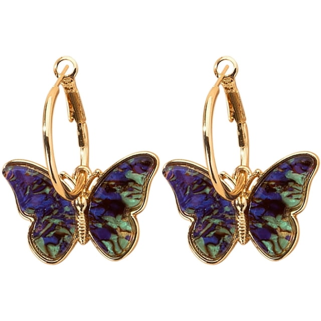 Boucles d'Oreilles Pendantes Papillon Vintage Huggie Créoles Percées