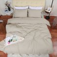 thumbnail image 2 of Washed Cotton Bedding Set Comforter Duvet Cover Pillowcase Tan Queen, 2 of 10