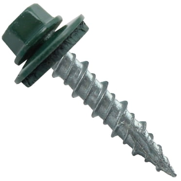 Metal Roofing Screws: (250) 10 x 1" Forest/Ivy Green Hex Head Sheet Metal Roof Screw. Self Starting Metal to Wood siding Screws. EPDM Washer. Colored Head