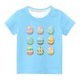 thumbnail image 1 of Penkiiy T-Shirts de Pâques pour Enfants Tout-Petits Garçons Filles Mode Pâques Mignon Oeufs de Pâques Imprimé Col Rond Imprimé Manche Courte Haut 9 Ans Bleu, 1 of 4