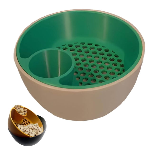 Pistachio Bowl Set with Storage Holder and Double Dish Snack Serving Bowl for Pistachios Edamame Cherries Popcorn Fruits with Separated Compartment and Practical Display