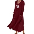 thumbnail image 1 of Pisexur Robe d'Automne pour Femme 2023 Robe en Coton et Lin à Manches Longues, Ligne A et Évasée, Maxi Longue, 1 of 5