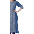 thumbnail image 3 of Moomaya Tunique Droite à Col en V pour Femmes, Manches Roulées, Kurta en Coton Imprimé, 3 of 6