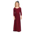 thumbnail image 1 of PMVFHDE Robe Longue Maxi de Fille à Manches Longues, Unie, Ample, Décontractée, Vacances, Printemps, avec Poches, 4-12 Ans, Bordeaux, 9-10 Ans, 1 of 5