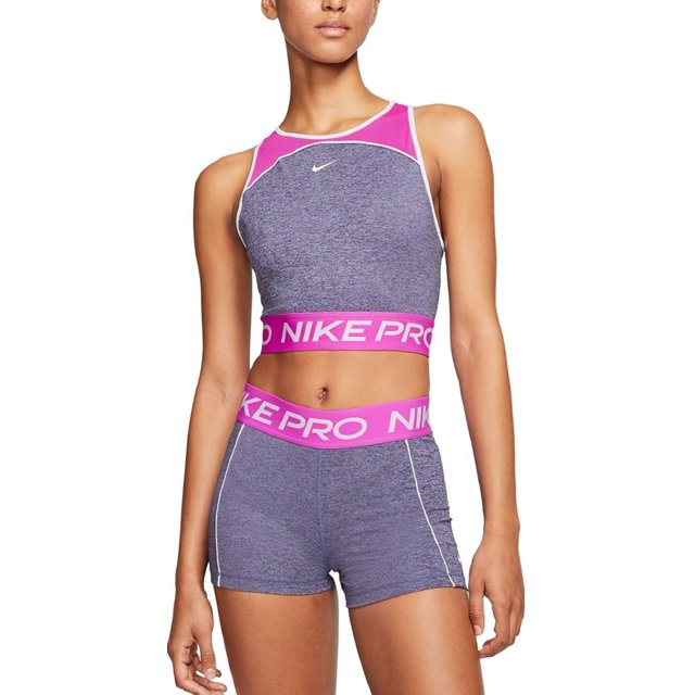 Nike Pro Shorts 3′′ pour Femmes Gris Chiné (cj3641-424)/rose, Très Grand