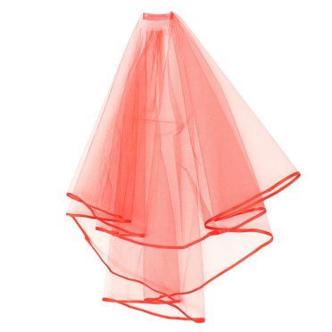 BRIGHTFUFU 1Set Bridal Veil Red Double Layer Elegant Wedding Decoration For Bachelorette