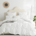 thumbnail image 4 of JOLUSERE Rustic French Style White Duvet Cover Sets Queen Size, Textured Flower Pinch Pleated Solid Luxury Bedding Sets, 4 of 9
