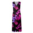thumbnail image 4 of TJAZFJPA Robes Boho pour Femmes Femmes Été Aguichant Col en V Profond Formel Sans Manches Longue Robe Dégradé Fermeture Éclair Robes Évasées Robes Smockées pour Femmes Robe de Cocktail, 4 of 4