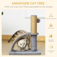 thumbnail image 3 of 17" Small Cat Tree with Jute Scratching Post, Curved Scratching Board, Dangling Ball with Bell, Grey, 3 of 6