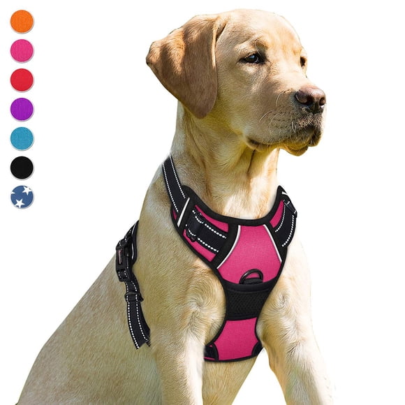 BARKBAY No Pull Dog Harness Front Clip Heavy Duty Reflective Easy Control Handle for Large Dog Walking(Pink S)