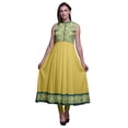 thumbnail image 1 of Bimba Robe Anarkali Damassée Jaune Moyenne pour Femmes, Kurti Imprimée Ethnique Indienne, Longue Kurta, Robe de Soirée, Petit, 1 of 6