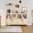 thumbnail image 2 of GloryStar 55" Sideboard Buffet Cabinet with 4 Glass-Paneled Doors, Multi-Functional Buffet Table for Coffee Bar, Wine Bar & Display Use – Perfect for Kitchen, Dining Room, Living Room, 2 of 9