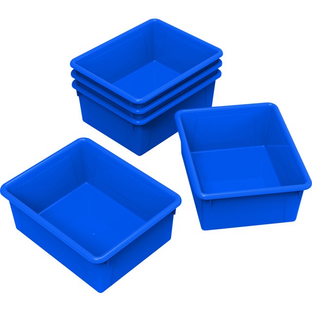 Storex Plateau de Rangement Profond, Format Lettre, 10 x 13 x 5 Pouces, Bleu, Lot de 5
