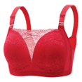 thumbnail image 1 of Virmaxy Womens Wireless Bra Oversized Gathered Comfortable Breathable Underwear (Plus Extended Buckle) Everyday Bra Embroidered Glossy Comfortable Breathable Bra Underwear No Rims Red-1 38, 1 of 2