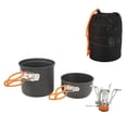 thumbnail image 1 of Trousse de Cuisson pour la Randonnée, Ensemble de Cuisson de Camping Portable en Alumine à Haute Résistance avec Roulement Solide pour l'Extérieur Poignée Orange, Poignée Verte, 1 of 8