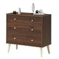 thumbnail image 1 of Gymax 4-Drawer Dresser Chest Cabinet Storage Organizer Rubber Leg W/Rail Walnut Finish, 1 of 10