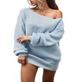 thumbnail image 1 of Ladies‘ Off Shoulder Sweater Dress with Long Sleeves and Loose Knit, 1 of 9