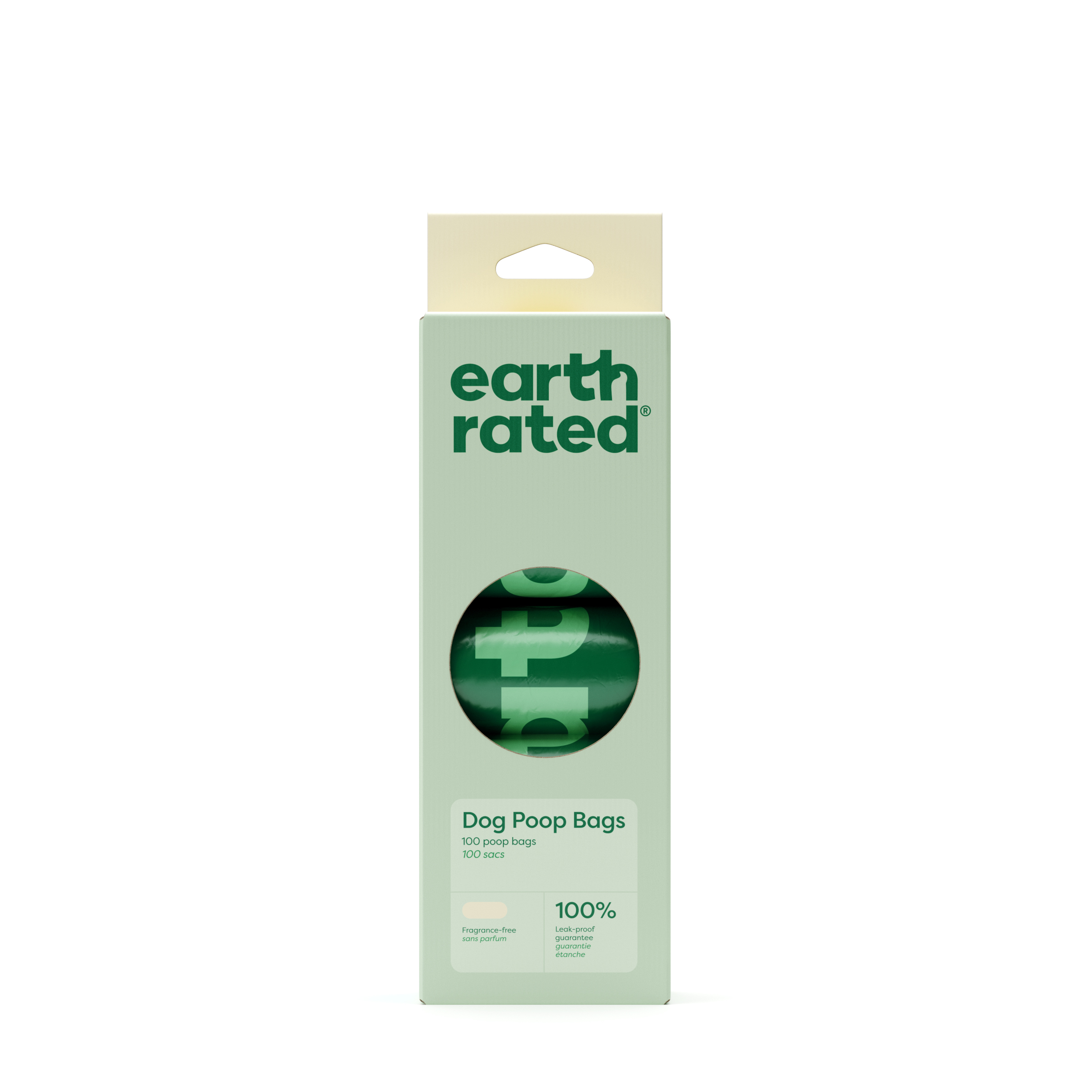 Earth Rated Sacs pour Excréments de Chien Sans Parfum et Étanches, 100 Sacs sur 5 Rouleaux de Recharge Individuels