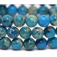 thumbnail image 2 of Angelstones Bracelet Extensible Unisexe en Perles Rondes de 6 mm en Jaspe de Sédiment Marin Bleu Turquoise, 2 of 3