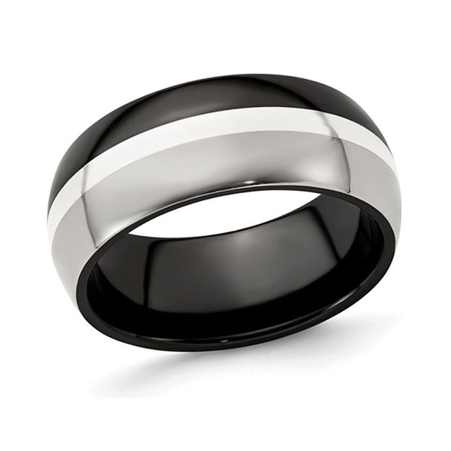 Bague Alliance pour Homme en Titane Bombé Bicolore (9 mm)