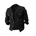 thumbnail image 2 of Pisexur Jean Jacket Men's Lapel Slimfit Solid Color Pocket Button Long Sleeve Jacket Denim Jacket for Men Fall Jackets for Men, 2 of 4