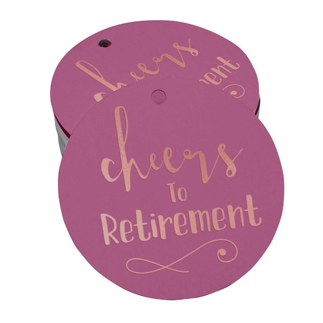 Inkdotpot Pack Of 50 Real Rose Gold Foil Paper Tags Cheers To Retirement Favor Hang Tags