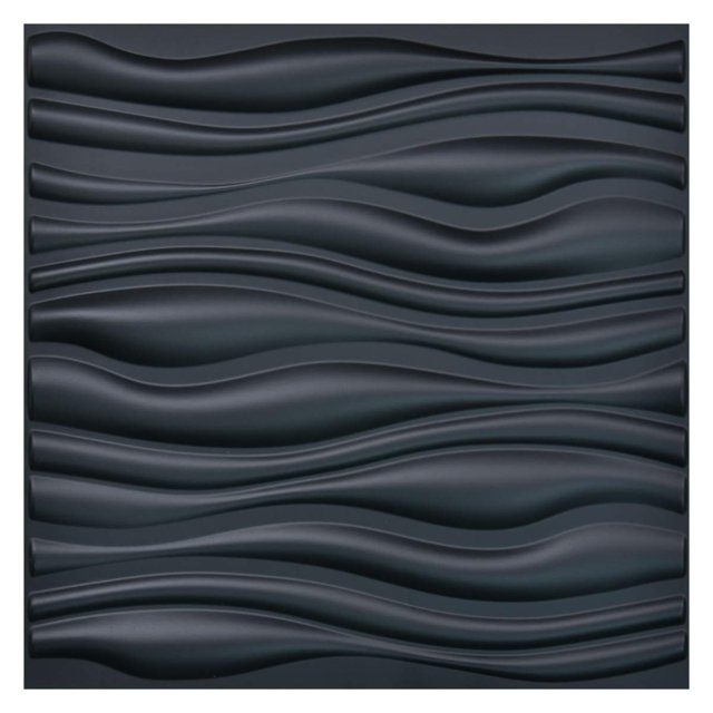 Art3d Panneau Mural Texturé en PVC 3D, Noir, 19.7 Pouces x 19.7 Pouces (12 Pack)